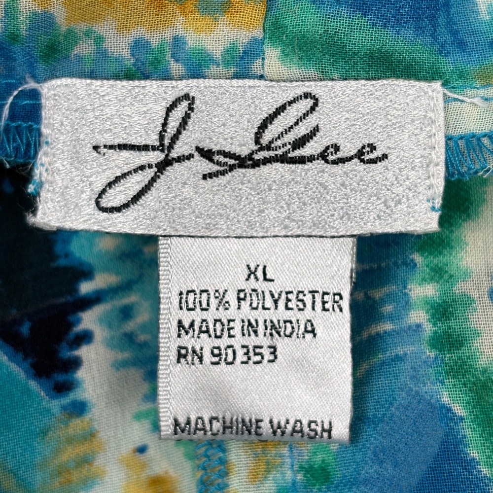 J Lee Blue Southwestern Aztec Print Kimono‎ Cardigan Lace Sleeve Boho XL - Picture 6 of 11
